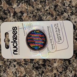 Nuckees Phone Grip & Stand new colored sequin print W/Snug hug tech stand fits